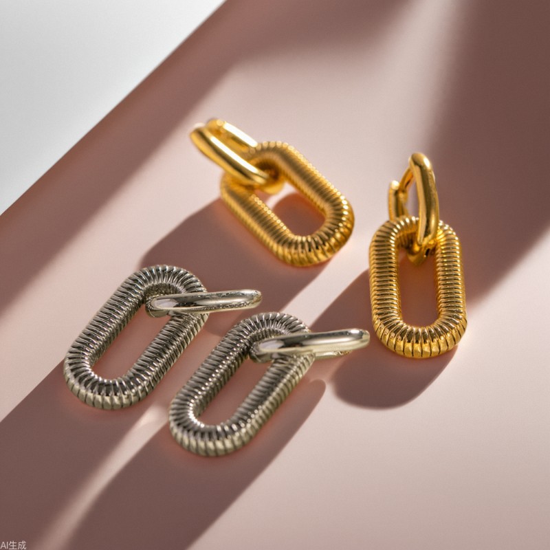 Europa y América ins nuevo exagerado 18K chapado en oro pendientes de cadena de acero inoxidable joyería de alta moda pendientes al por mayor