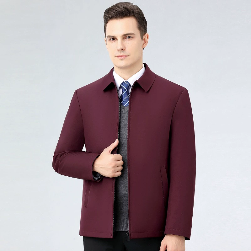Demi-season silk keep warm down jacket for leisure, for middle age