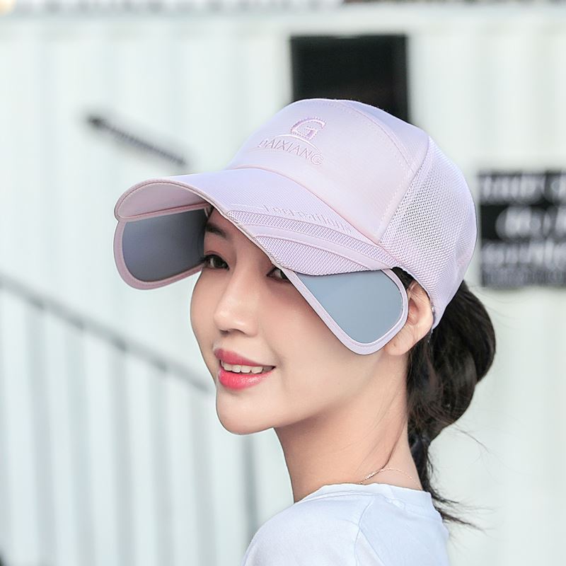 Sombrero de sol retráctil transpirable de verano, sombrero de pelo para hombres y mujeres, diseño de doble propósito, sombrero solar coreano, delgado secado rápido