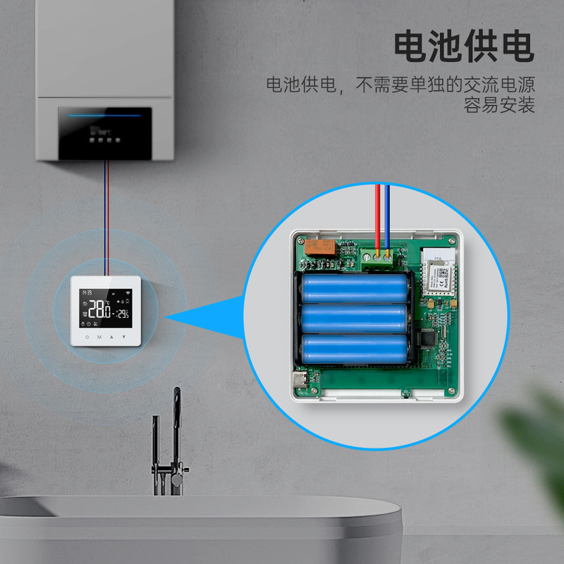 Cross-Border Russian Graffiti/Wifi Smart Thermostat for Water and Gas Boilers, Programmable, Battery-Powered