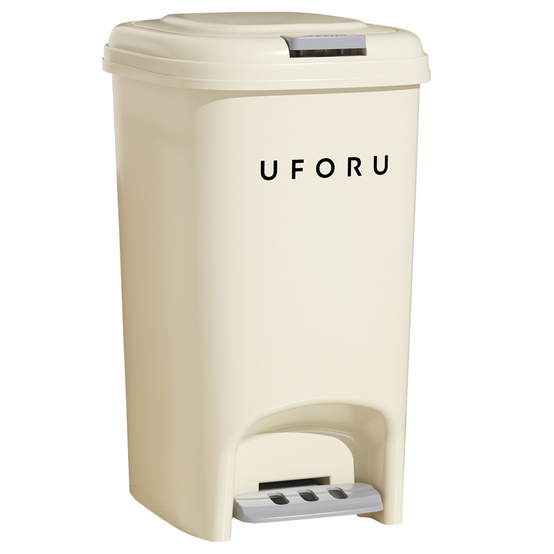 Cocina del hogar bote de basura baño Tipo de pedal de gran capacidad sala de estar multifuncional estilo crema cesta de basura con tapa