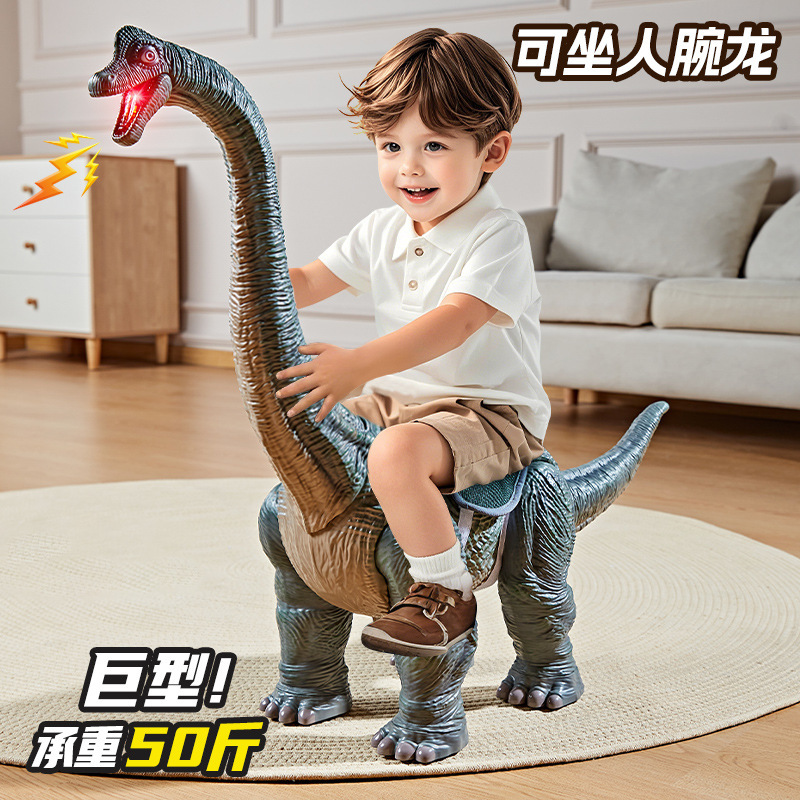Extra Large Simulated Dinosaur Toy Brachiosaurus Sound and Light Electric Walking and Riding Triceratops Scooter Children's Gift