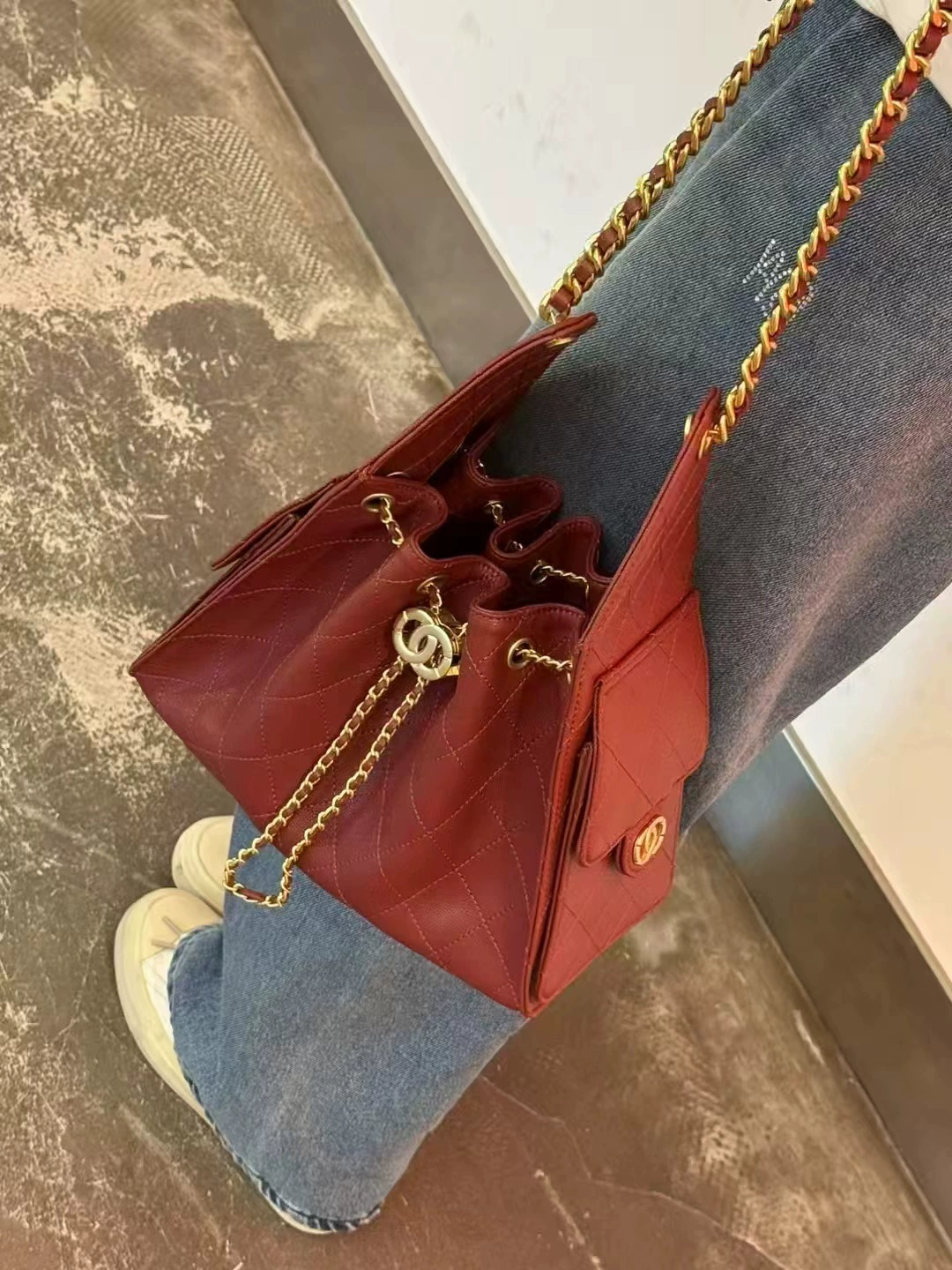 Стильная матовая сумка подмышку, цепь на цепи, ремень для сумки, стиль Chanel, завязывающаяся