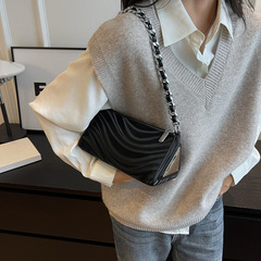 2023新款法式女包包名媛鏈條時尚單肩斜挎手提阿包潮流百搭三角包