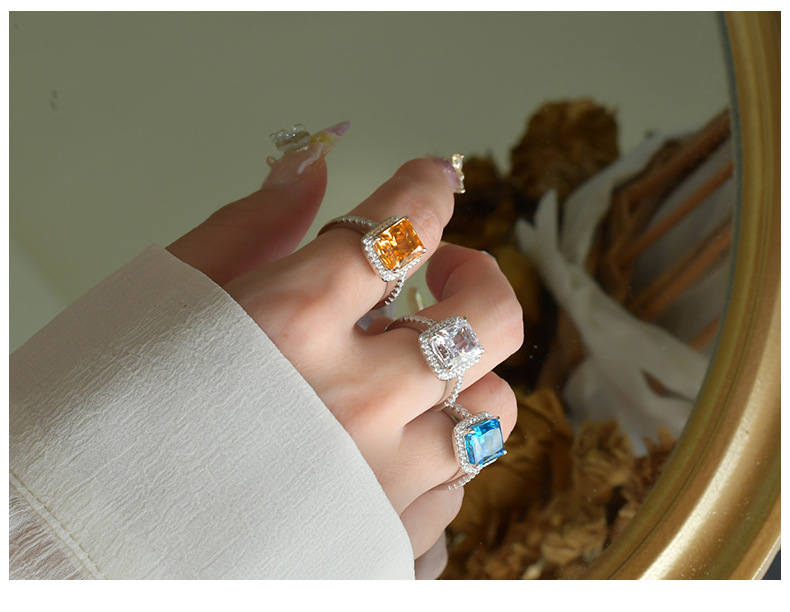 Fashion Geometric Sterling Silver Plating Zircon Rings 1 Piece