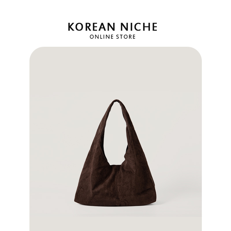 2024 New Autumn/Winter Large Capacity Retro Lazy Style Shoulder Bag For Women Korean Niche Suede Handheld Tote Bag - Thumbnail 4