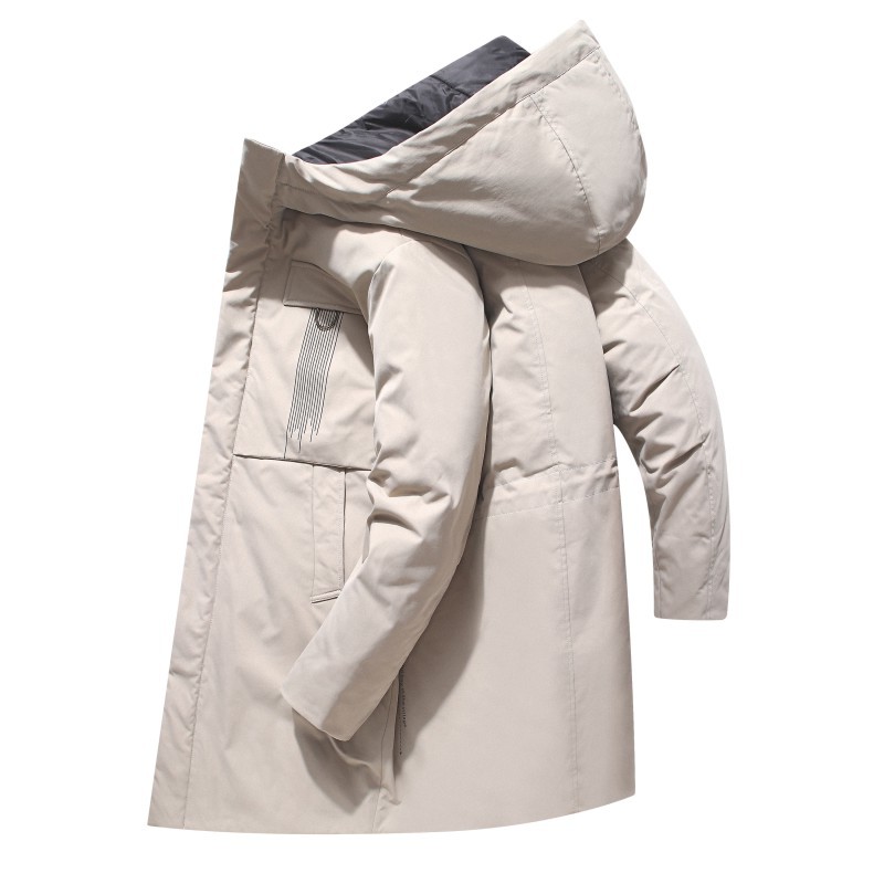 Hot Selling Men's Down Jackets with Mid Length Hooded Autumn and Winter Thickened Youth Versatile Trendy Warm Jackets_voghion.com
