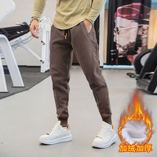 2023 New Winter Slim Fit Leggings Sweatpants Men's Velvet Casual Pants for Outer Wear Trendy Brand Outdoor Sports to Heattech
