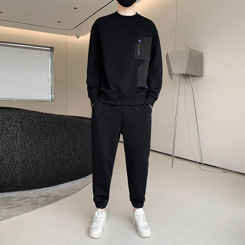 男士休闲套装春秋季2022年加肥大码胖子运动衣服一套搭配帅气潮流