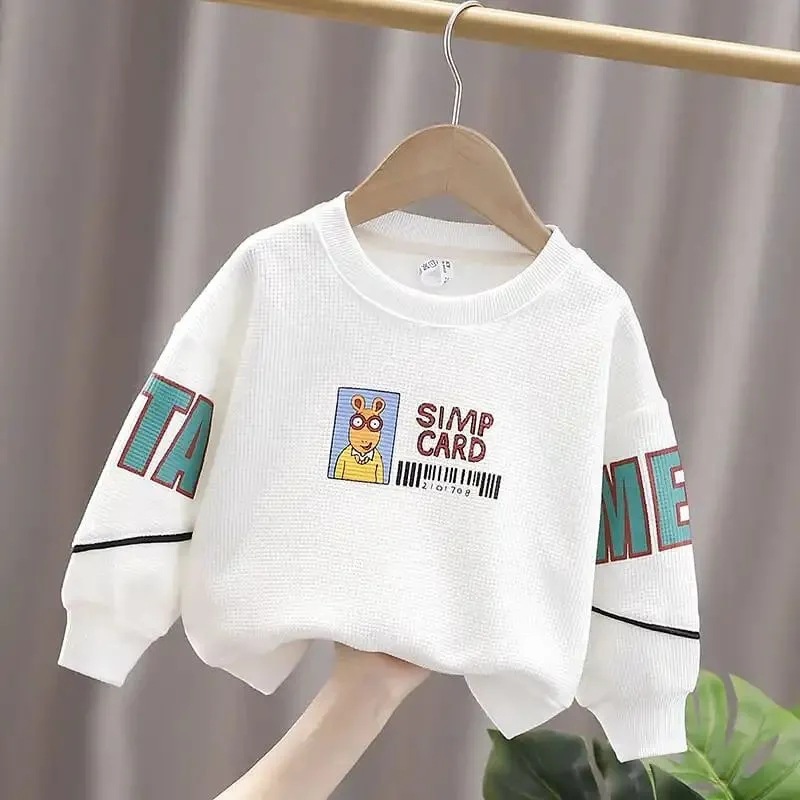 男童衛衣春秋款兒童時尚休閒卡通印花長袖上衣小童春秋百搭衛衣潮