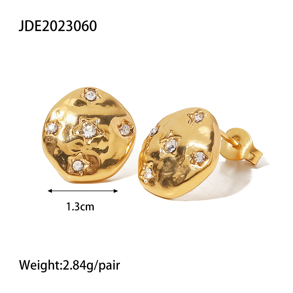 Fashion Solid Color Stainless Steel Plating Inlay Zircon Ear Studs 1 Pair