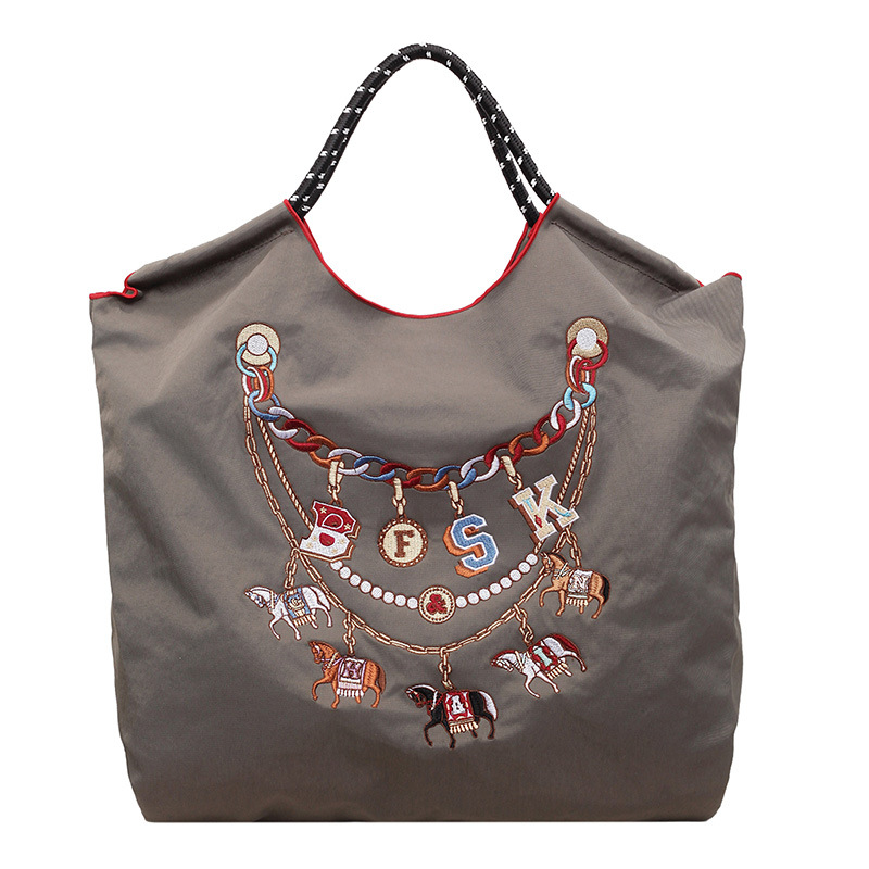 Nueva bolsa de lona bordada japonesa nicho bordado bolsas ecológicas de compras mochilas de nylon bolsas de hombro