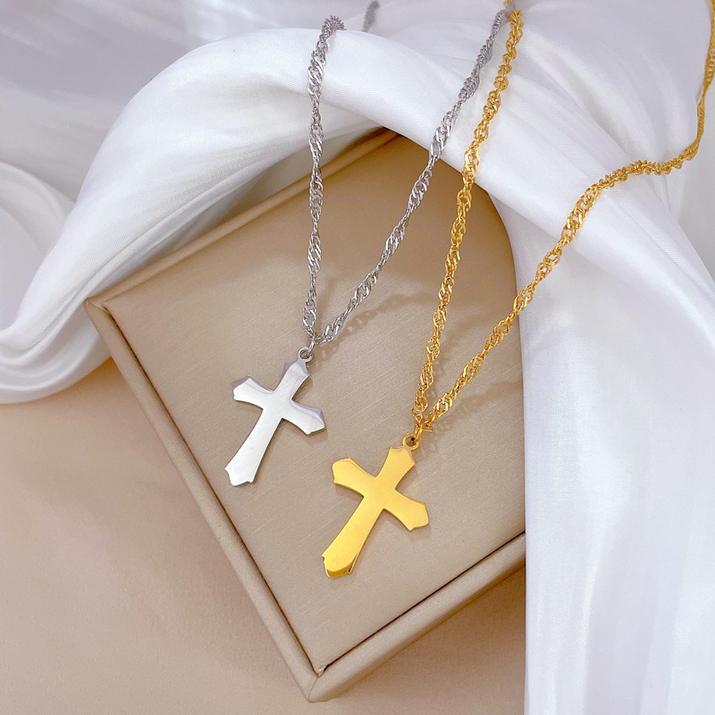 Wholesale Ethnic Style Cross Titanium Steel Pendant Necklace display picture 3