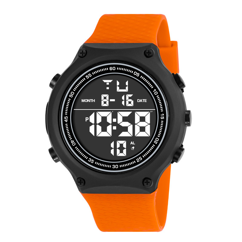 Hombres de gran pantalla LED gran dial reloj electrónico deportivo al aire libre multifuncional luz nocturna alarma reloj electrónico