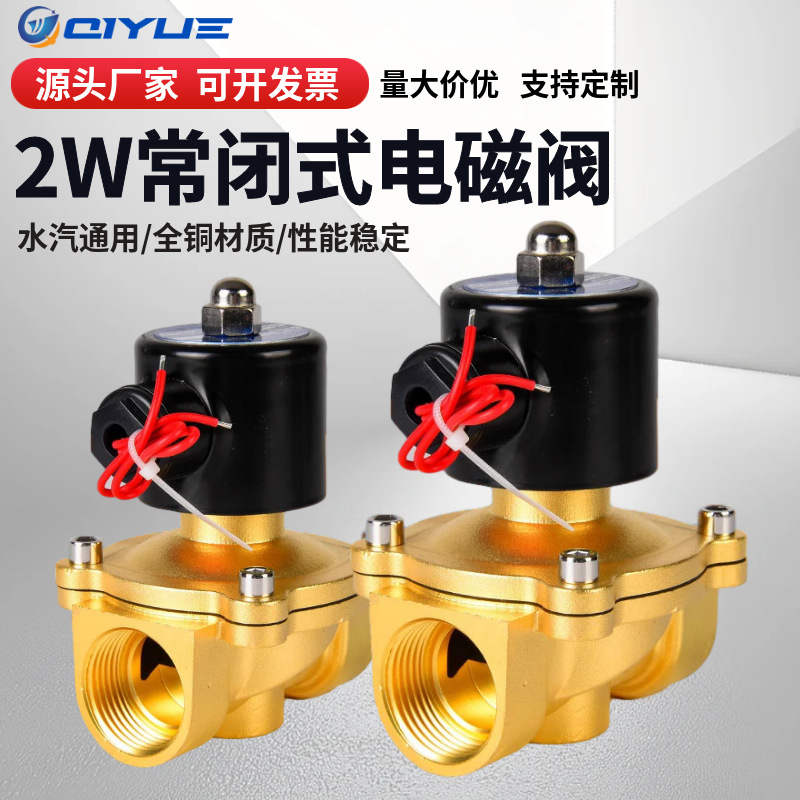 Full copper ingesthetic gas electromagnetic water valve 2W pipeline gas valve DN08/10/6 points/1 inch often open 2W-15K