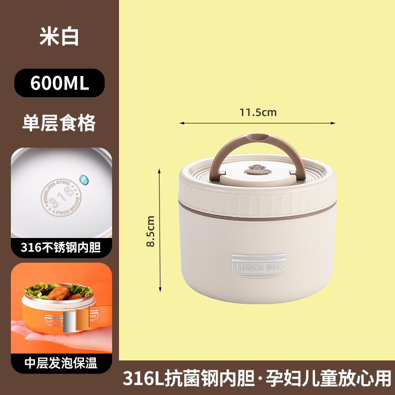 316 ステンレス鋼の断熱ランチボックス蓋付きオフィスワーカーのためのポータブルミニ朝食ボウル電子レンジ対応ランチボックス|undefined