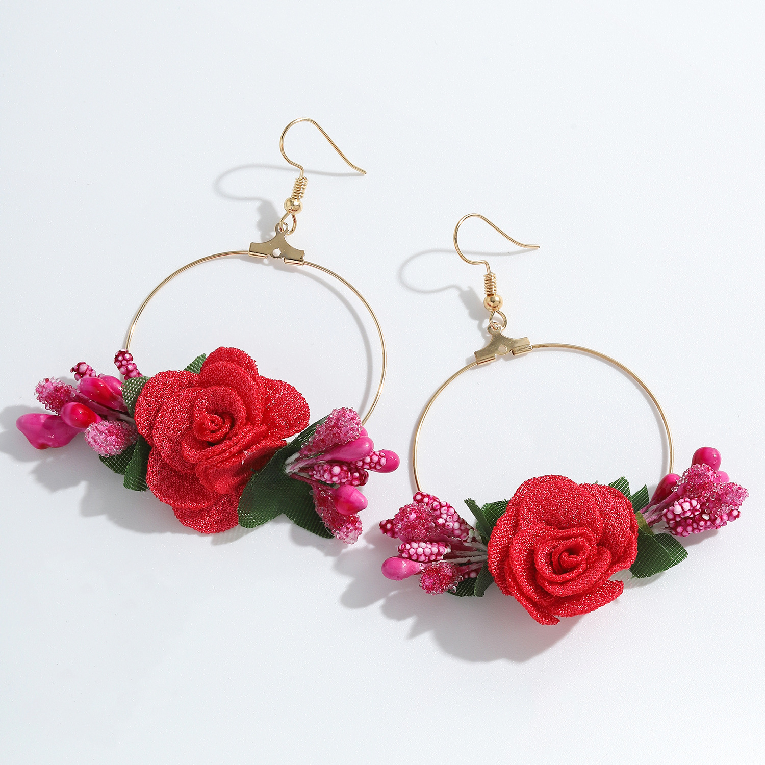 7g Weight Alloy Ear Needle Material Drop Earrings Classification Anniversary, Business, Travel, Birthday, Festival Occasion Alloy, Gauze Material Flower Pattern Women'S Gender Ethnic Style Style White, Pink, Purple, Red, Blue Color Ethnic Style Flower Alloy Gauze Drop Earrings 20