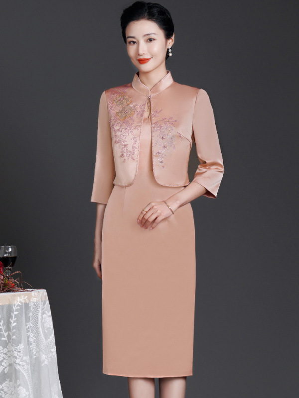 603#新款年轻妈妈装两件套妈妈衣服高级感婚礼喜婆婆妈妈装婚宴礼|undefined