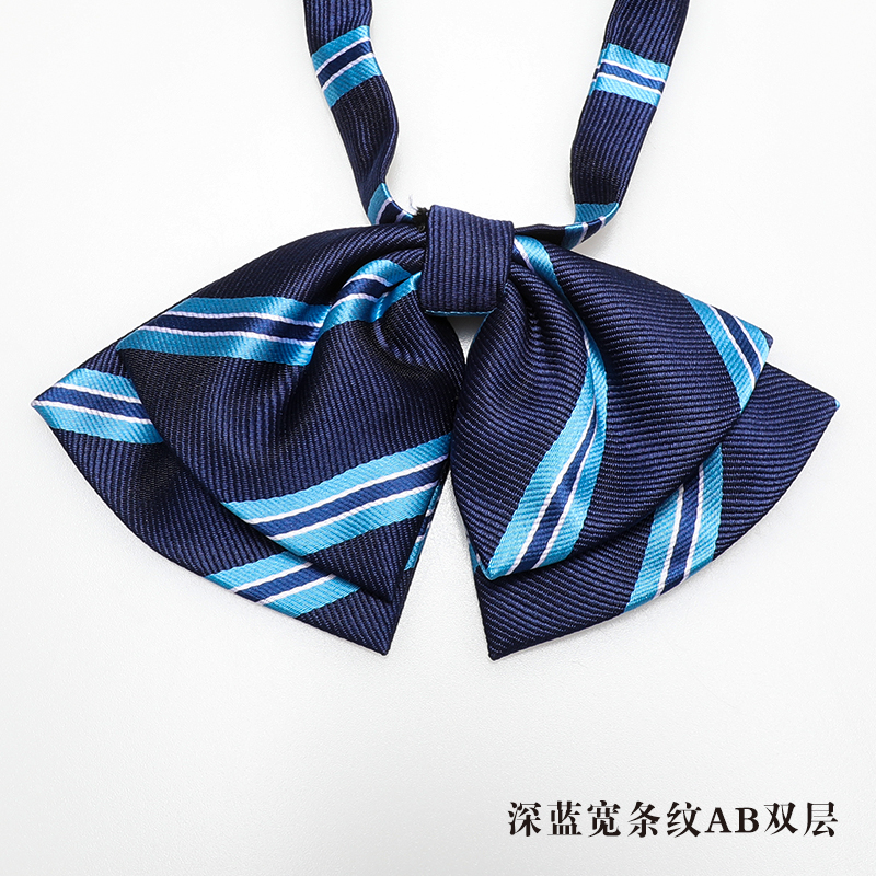 ↬↬↬진한 파란색 넓은 줄무늬 AB 더블 레이어 칼라 꽃 ↞↦↵