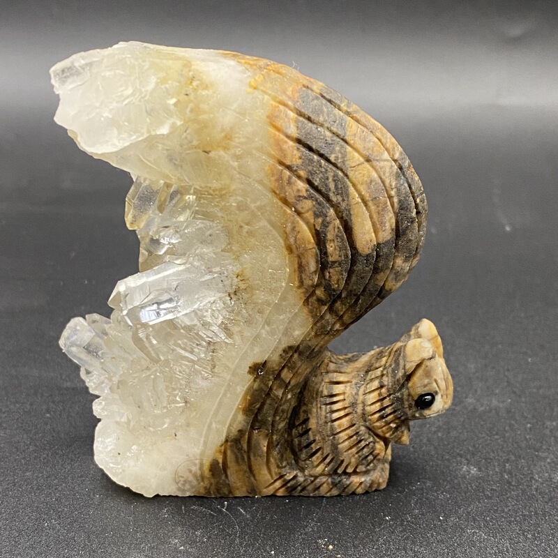 天然白水晶簇小松鼠手工雕刻件桌面摆件小摆件装饰摆件 图 3