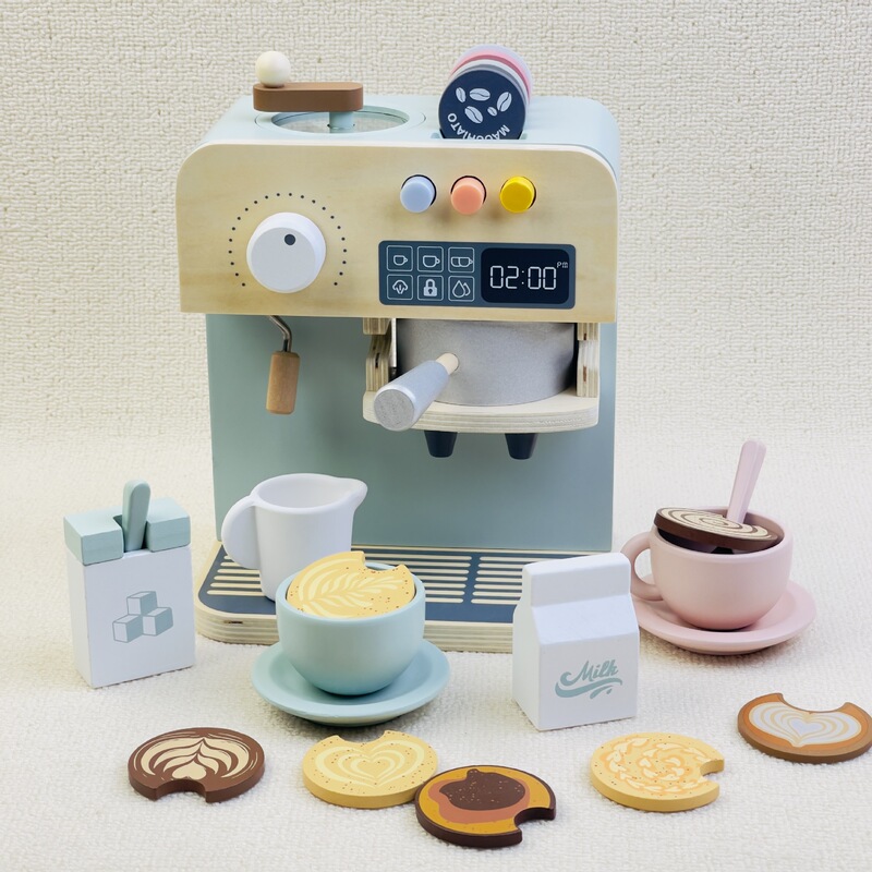 ごっこ遊び新製品コーヒーマシン木製子供の実践的なロールプレイマフィン小さな庭知育玩具ギフト|undefined