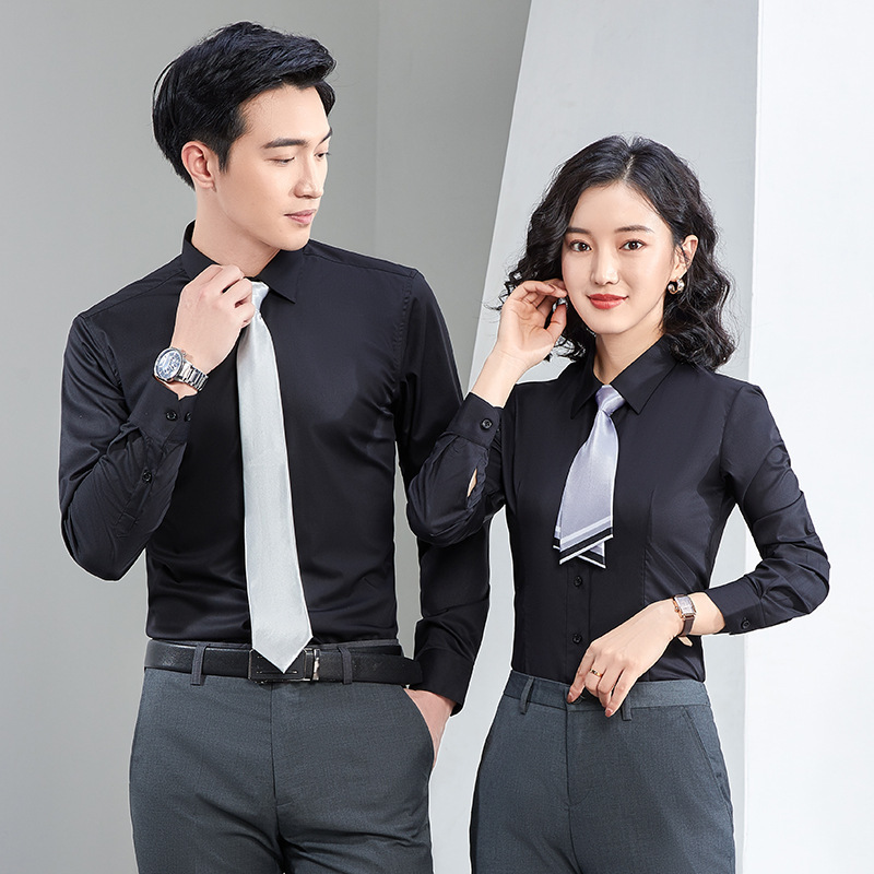 2022 Spring and Autumn New Professional Men's and Women's Long Sleeve Shirts and Trousers Two-Piece Business Square Collar Work Shirt Set 2022 Spring and Autumn New Professional Men's and Women's Long Sleeve Shirts and Trousers Two-Piece Business Square Collar Work Shirt Set