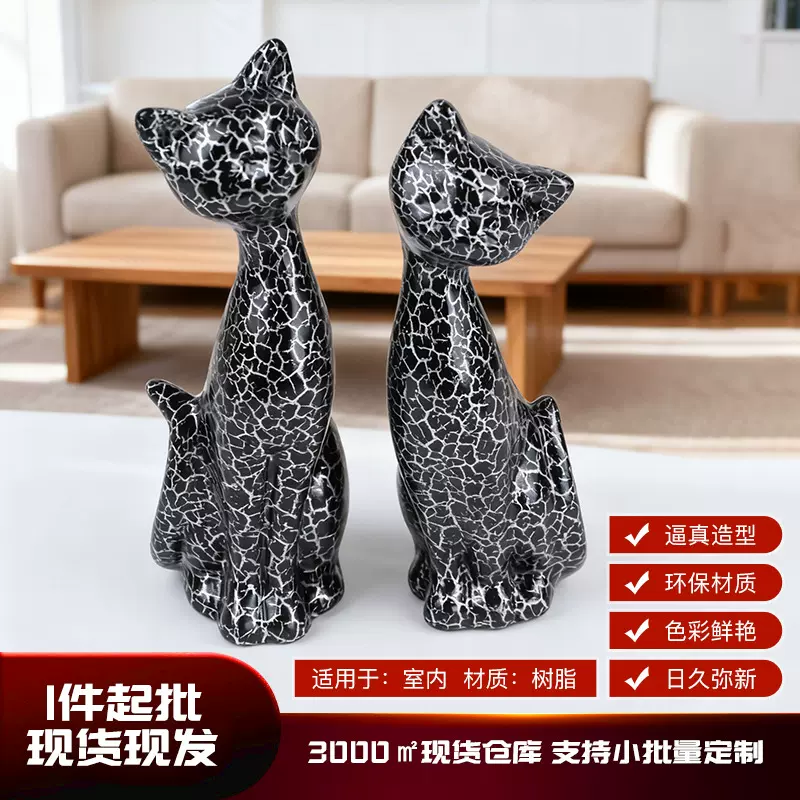 欧式创意抽象油画猫装饰佳节送礼树脂工艺品卧室桌面玄关猫咪摆件