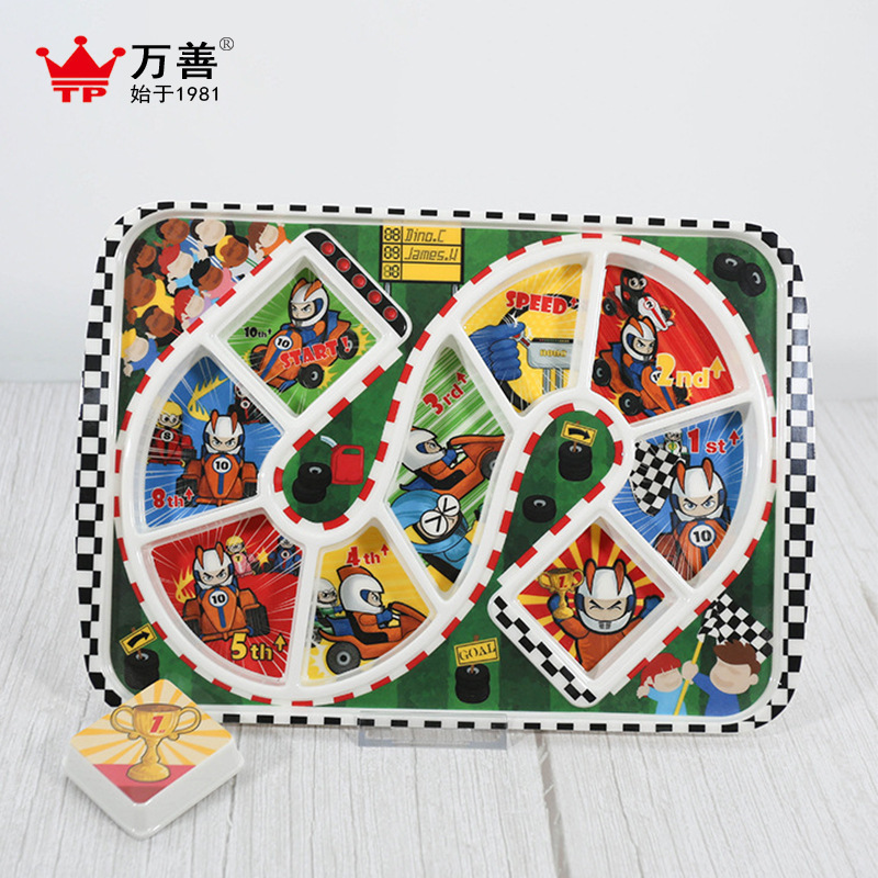 Cross-Border Exclusive Melamine Children's Tableware Game Plate Imitation Porcelain Children's Tableware Cartoon High-Value Creative Baby Plate