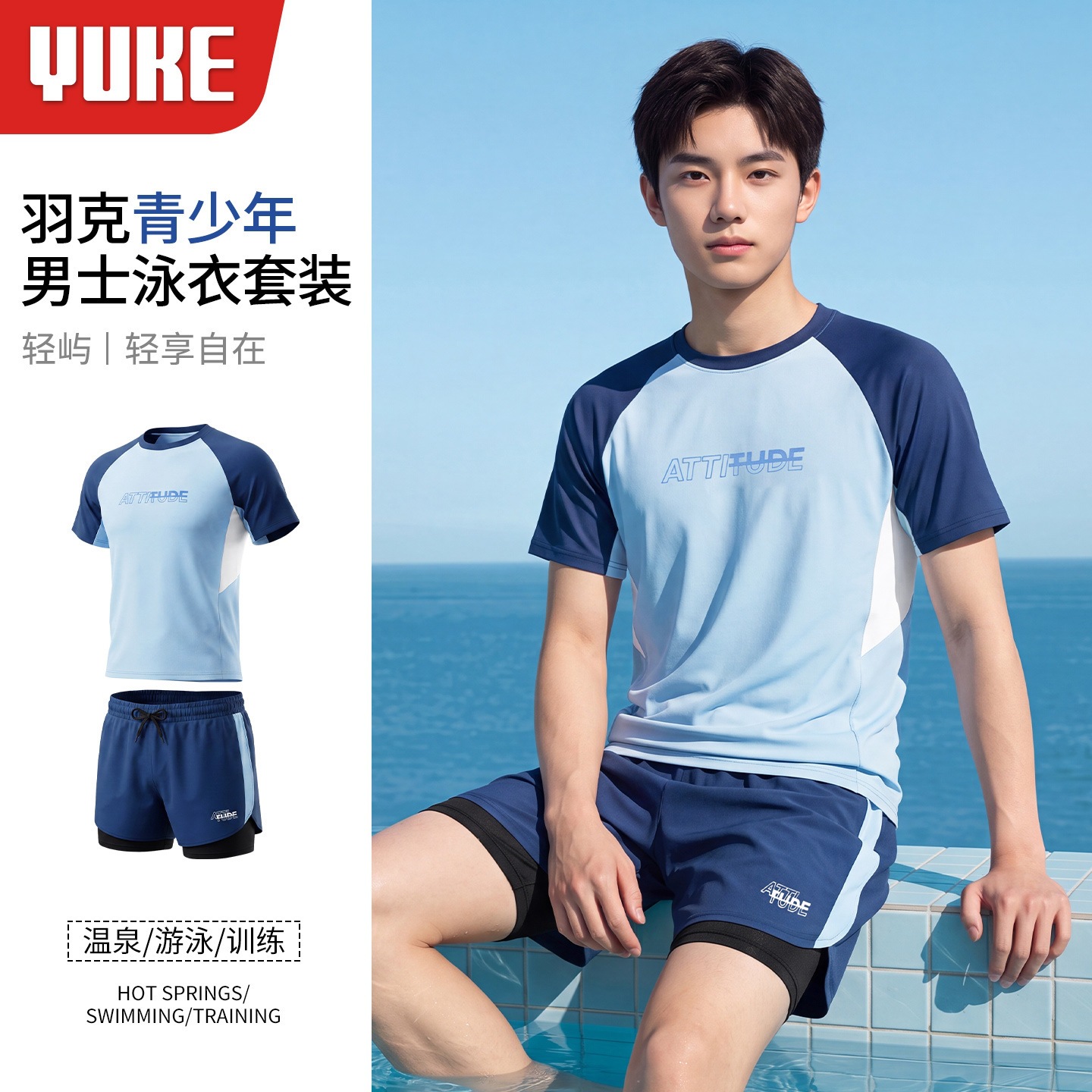 Men's swimsuit set, adult swimwear, new anti-embarrassment swim trunks, youth swimming equipment, men's full set