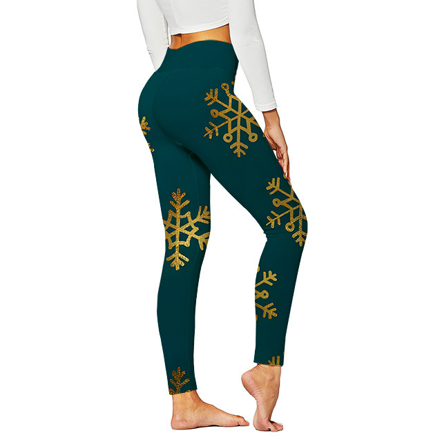 Pantalones digitales con estampado de yoga navideño para mujer New 3D Casual Yoga Pantalones deportivos ajustados Medias europeas y americanas