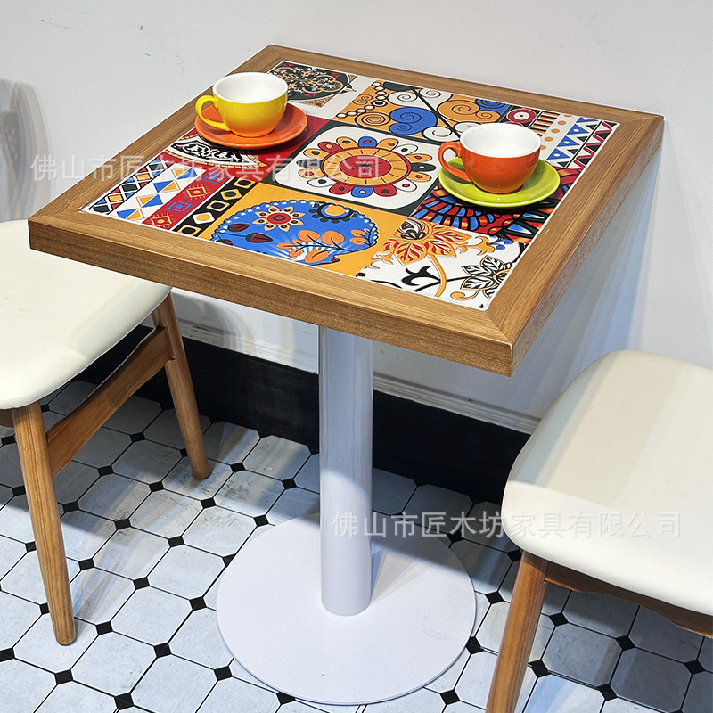 Restaurante occidental retro mesa y silla de caña combinación temática del sudeste asiático restaurante de té restaurante de catering combinación de mesa y silla comercial image 8
