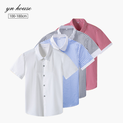 Children's short-sleeved white shirt boys summer thin short-sleeved white shirt girls performance uniforms primary school students pure cotton school uniforms