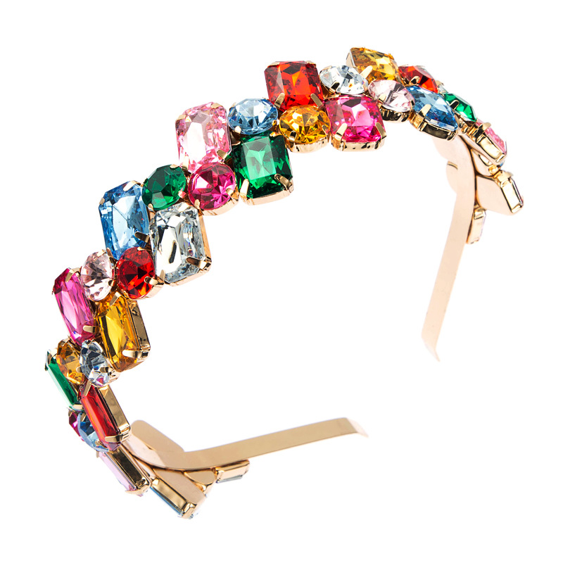 Barock Goldenes Kreuz Eingelegt Farbe Strass Stirnband display picture 7