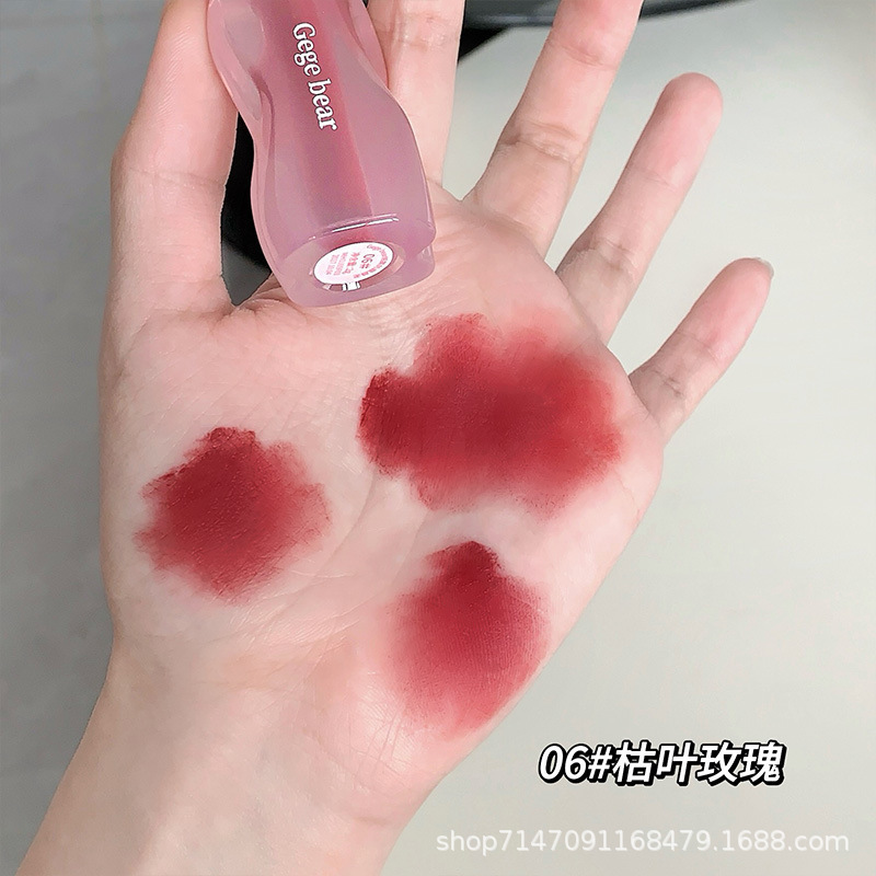 跨境戈戈小熊口红唇釉镜面水光玻璃唇彩细腻绵柔口红学生显白唇釉|undefined