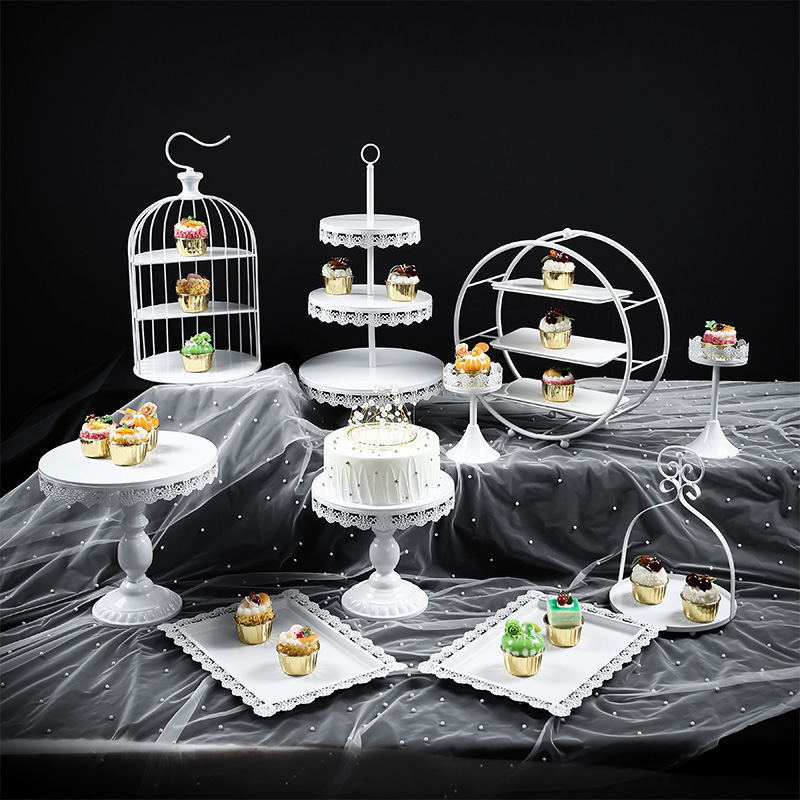 Tabla de postres de boda portapaste combinación set set de hierro forjado europeo 13 piezas set de decoración de bandeja West Point image 30