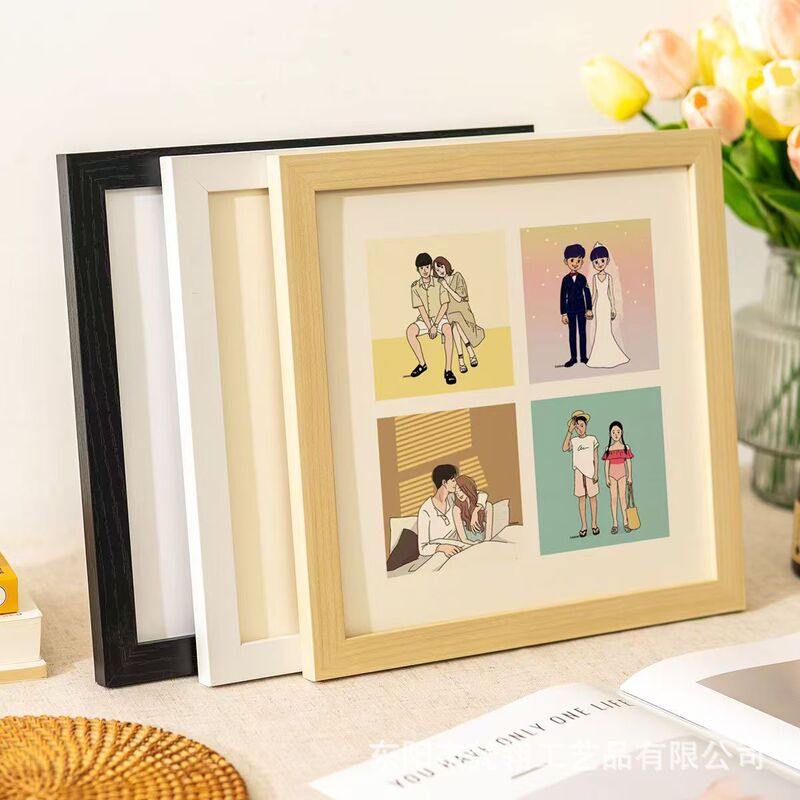 Simple Square Four Palace Lattice Photo Frame Wholesale Handmade DIY Ornaments Painting Mounted Picture Frame Hanging Dual-Use