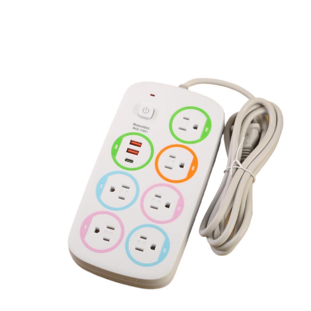 义乌外贸跨境美式美孔彩色圈圈插线板中性包装袋子装北美厄瓜多尔