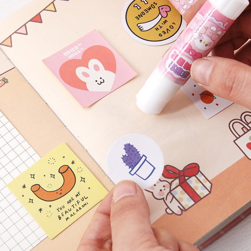 Linda cabeza de silicona Feifei conejo pegamento sólido estudiante portátil sólido pegamento DIY hecho a mano de alta viscosidad pegamento palo