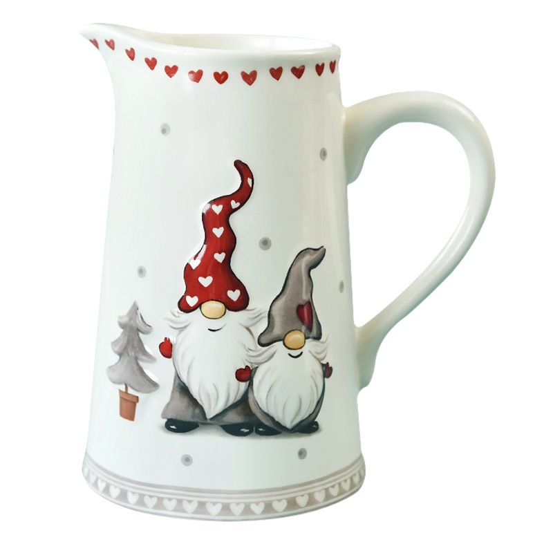 Creativa Navidad botella de agua fría traje nórdico gran capacidad cerámica fría botella de agua sin tapa con mango en relieve hogar drinkware