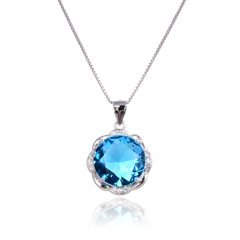 Transfronterizo europeo y americano moda elegante joyería collar s925 plata esterlina diamante ZIRCON cristal flor clavícula cadena colgante para las mujeres