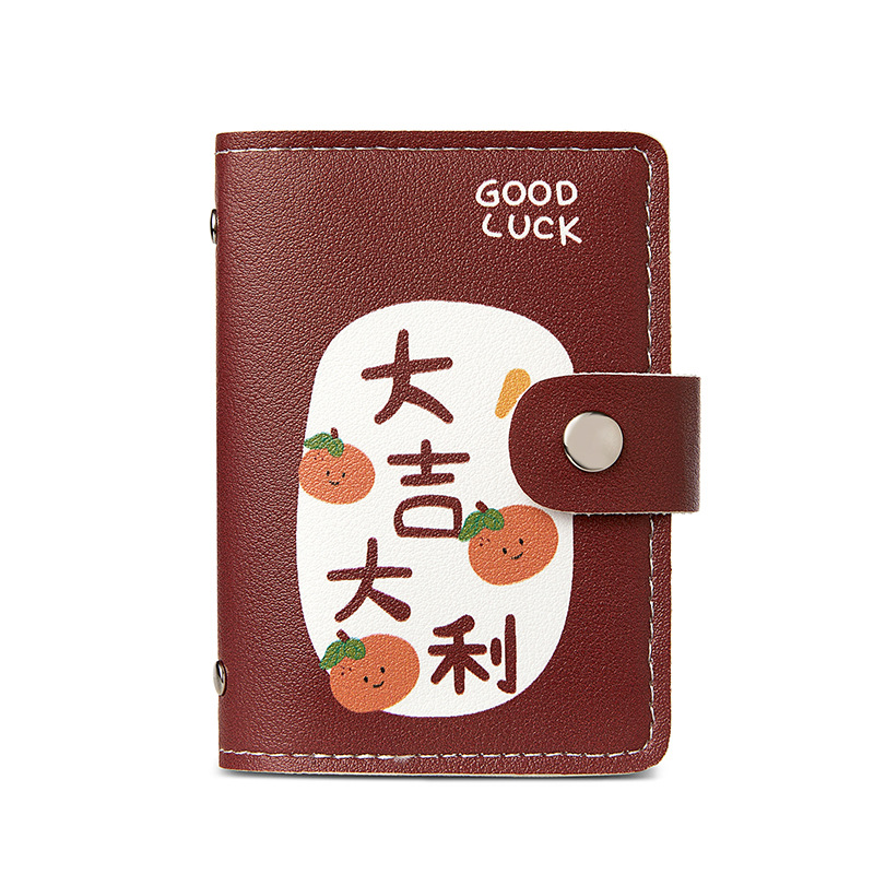 Bonita bolsa de tarjetas de dibujos animados de buena suerte personalidad femenina gran capacidad multi-tarjeta super delgada anti-damagnetizante tarjeta compacta bolsa de tarjetas