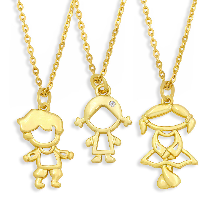 wholesale jewelry cute little boy little girl pendant necklace Nihaojewelry