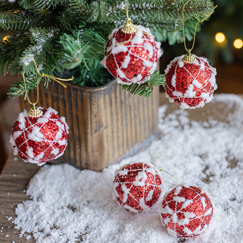 6cm espuma felpa pequeña bola de Navidad árbol de Navidad DIY colgante decoración ventana decoración hogar colgante bola decoración bola colgante