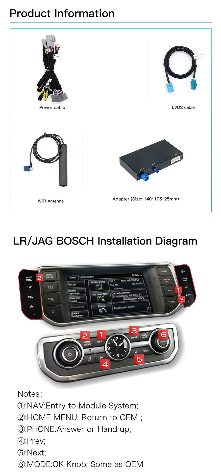 Suitable for Land Rover and Jaguar Bosch System Wireless Carplay and Android Auto Bosch Decoder