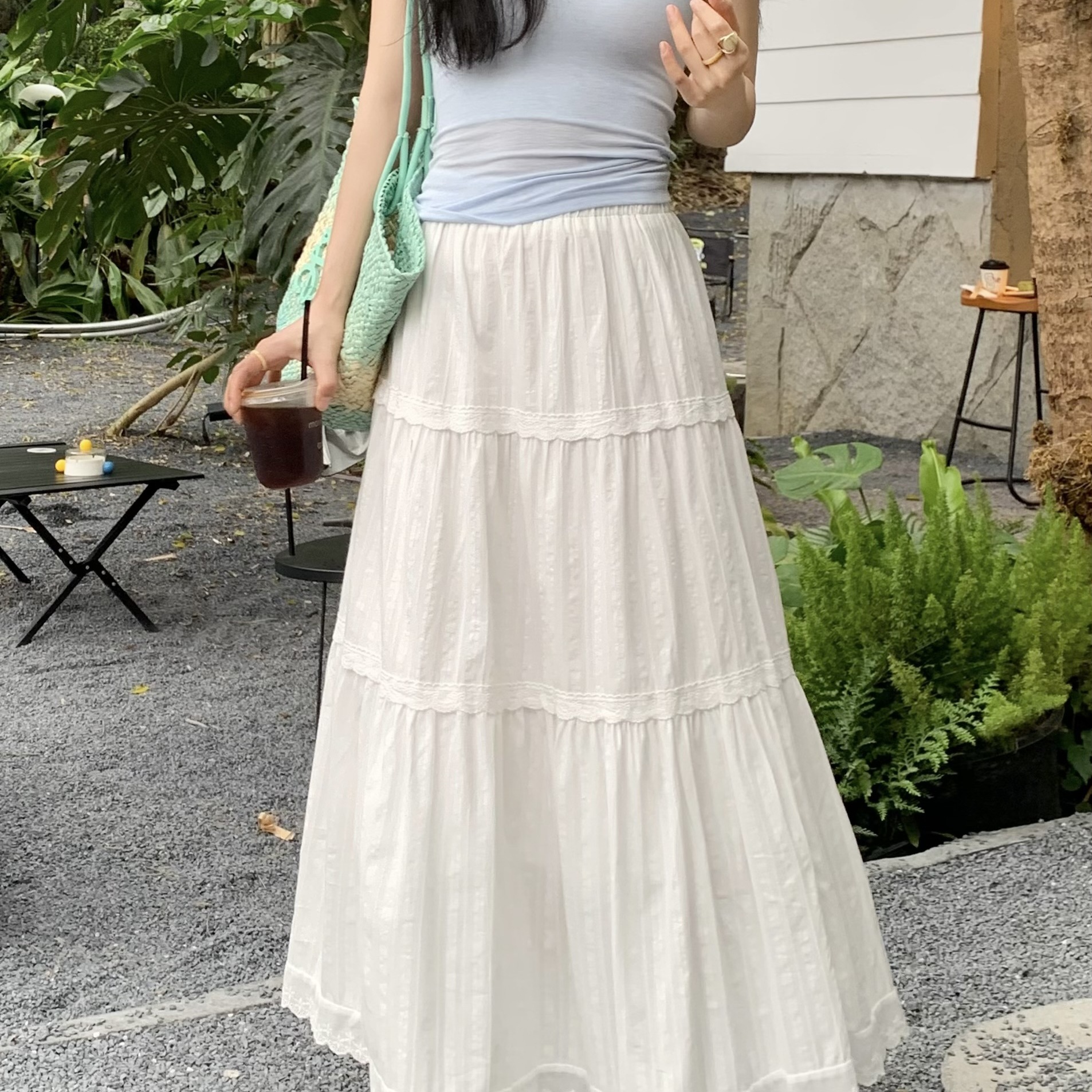 【原版做法】蛋糕裙女2025夏季高新款腰温柔风长裙子女设计感钩花