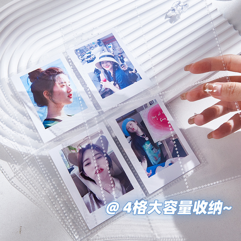 Libro de tarjetas Página interior Persiguiendo estrellas Idol Tarjeta pequeña de almacenamiento 4 cuadrículas 3 pulgadas Una cuadrícula de palacio de seis hoyos Alta transparencia Álbum Polaroid Página interior