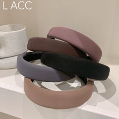 Korean Dongdaemun Dark Tone Retro New Solid Color Sponge Headband Net Face Washing Wide Edge Headband Hairstyle Hair Clip