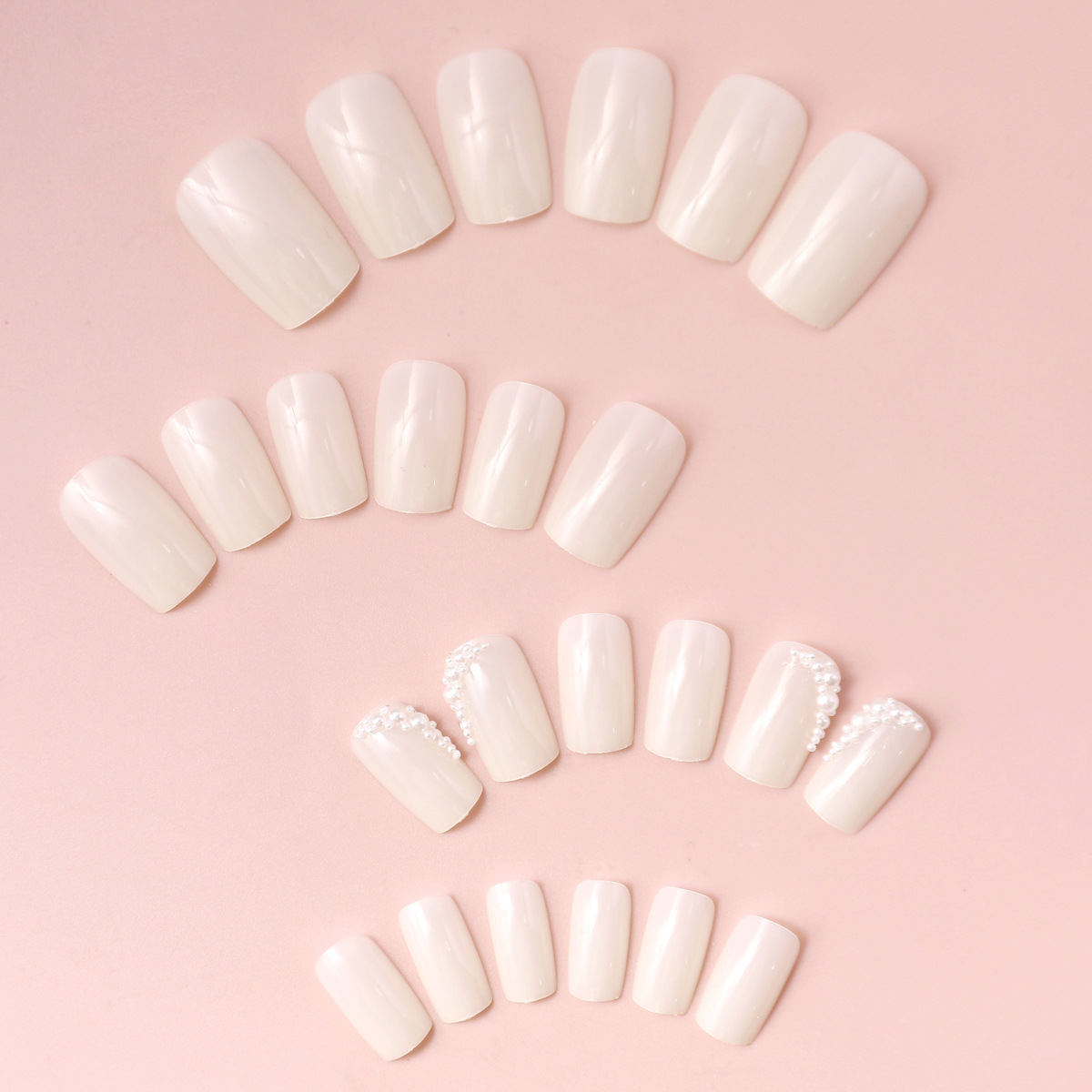 Use piezas de uñas, color sólido, comercio exterior transfronterizo, piezas cortas de uñas blancas, uñas postizas rectangulares de alta calidad