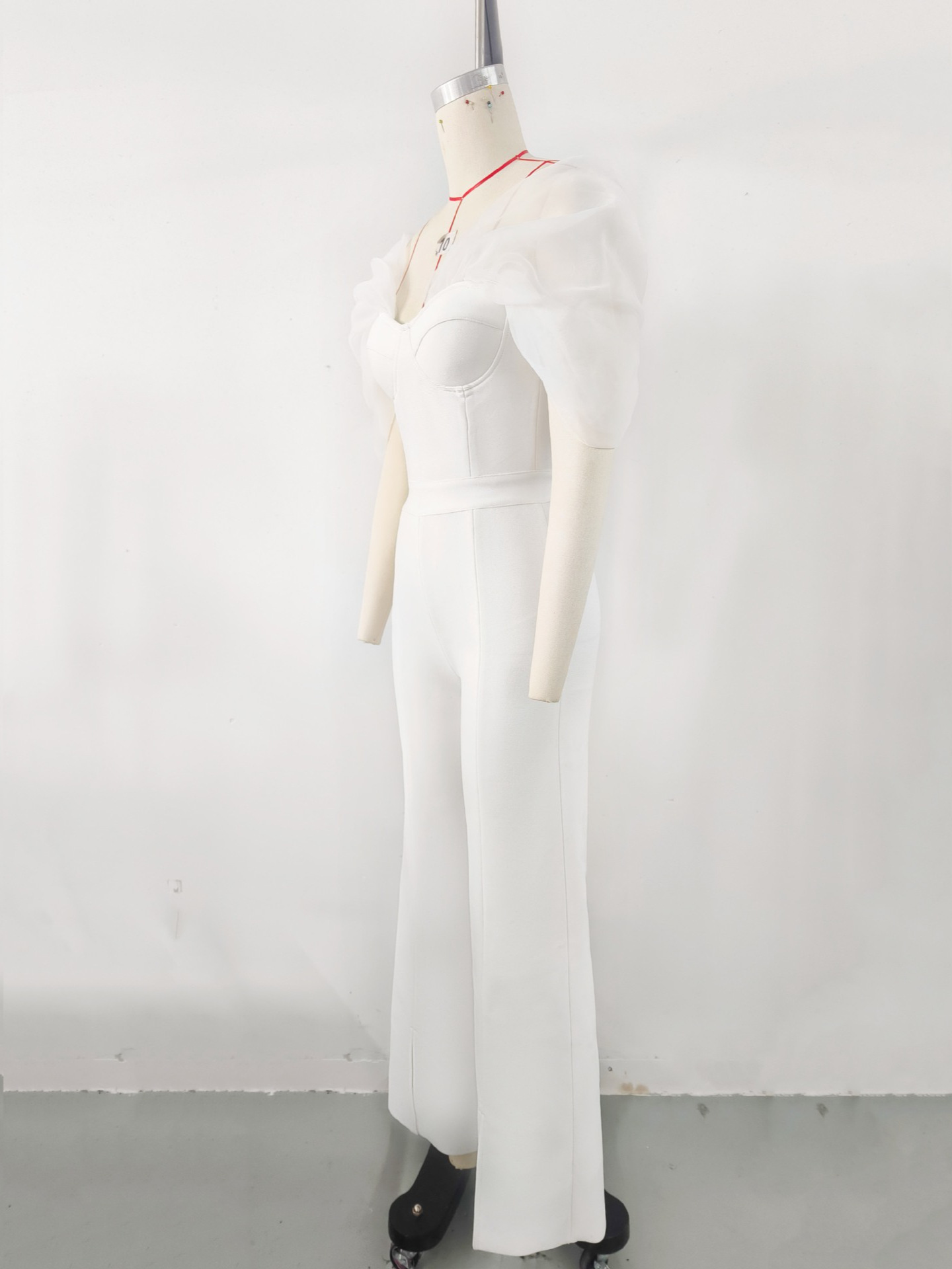 2025 Amazon ropa de mujer nuevo producto caliente organza blanca vendaje de un hombro mono mujer alta sentido verano image 5