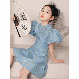 女童旗袍晚礼服高端夏季儿童生日中国风走秀礼服主持人钢琴演出服
